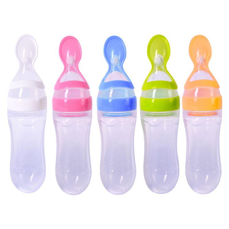 BABY SQUEEZING FEEDING BOTTLE WITH SPOON FEEDER - oyocrate