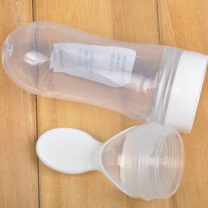 BABY SQUEEZING FEEDING BOTTLE WITH SPOON FEEDER - oyocrate