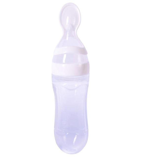 BABY SQUEEZING FEEDING BOTTLE WITH SPOON FEEDER - oyocrate