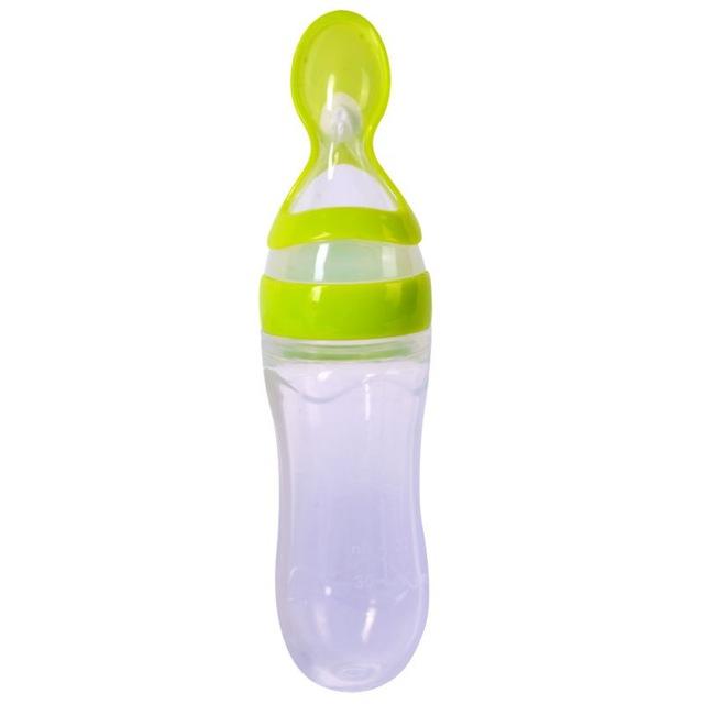 BABY SQUEEZING FEEDING BOTTLE WITH SPOON FEEDER - oyocrate