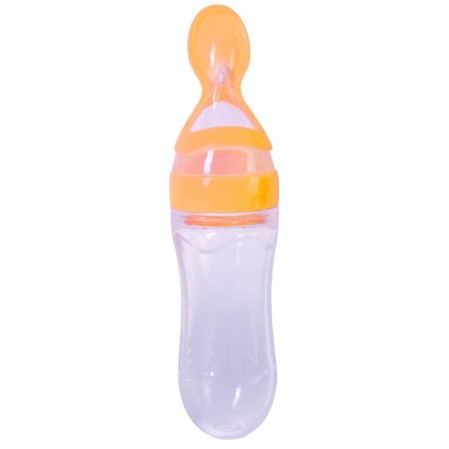 BABY SQUEEZING FEEDING BOTTLE WITH SPOON FEEDER - oyocrate